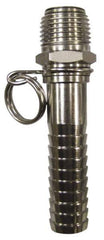 SuperKlean - NPT x 5/8" Hose Barb, Swivel Hose Adapter - Stainless Steel - Eagle Tool & Supply