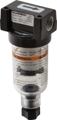 Wilkerson - 1/4" Port Coalescing Filter - Polycarbonate Bowl, Manual Drain, 150 Max psi, 1.69" Wide x 4.21" High - Eagle Tool & Supply