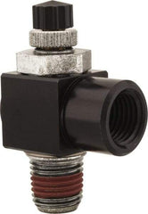 ARO/Ingersoll-Rand - 1/4" Male NPT x 1/4" Female NPT Right Angle Flow Control Valve - 0 to 150 psi & Brass Material - Eagle Tool & Supply