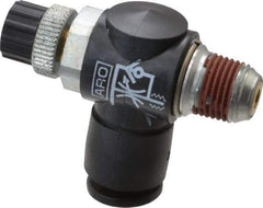 ARO/Ingersoll-Rand - 1/8" Male NPT x 1/4" Female NPT Right Angle Flow Control Valve - 0 to 150 psi & Brass Material - Eagle Tool & Supply