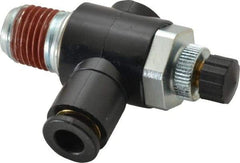 ARO/Ingersoll-Rand - 1/4" Male NPT x 1/4" Female NPT Right Angle Flow Control Valve - 0 to 150 psi & Brass Material - Eagle Tool & Supply