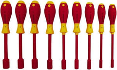 Wiha - 9 Piece 3/16 to 5/8" Insulated Nutdriver Set - Cushion Grip Handle - Eagle Tool & Supply