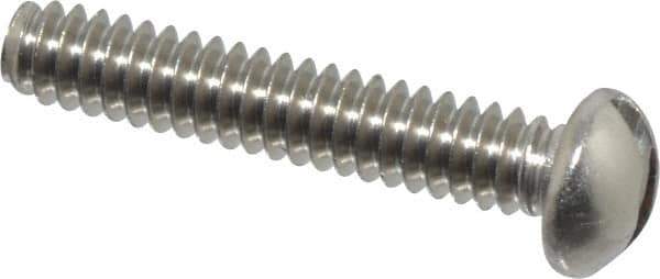 Value Collection - #4-40 UNC, 5/8" Length Under Head Slotted Drive Machine Screw - Round Head, Grade 18-8 Stainless Steel, Uncoated, Without Washer - Eagle Tool & Supply