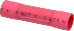 3M - 8 AWG Compatible, Vinyl Fully Insulated, Crimp-On Butt Splice Terminal - 2 Wire Entries, Copper Contacts, Zinc Contact Plating, 1.08" OAL, Red - Eagle Tool & Supply