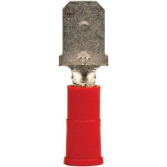 3M - 22 to 18 AWG, Vinyl, Partially Insulated, Male Wire Disconnect - 1/4" Wide Tab, Red, RoHS 2011/65/EU Compliant - Eagle Tool & Supply