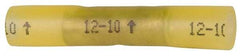 3M - 12 to 10 AWG Compatible, Heat Shrink Partially Insulated, Crimp-On Butt Splice Terminal - Yellow - Eagle Tool & Supply