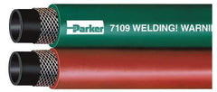 Parker - 3/8" Inside x 0.656" Outside Diam, Grade T Welding Hose - Green & Red, 25' Long, Twin Style, 200 psi Working Pressure - Eagle Tool & Supply