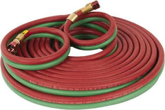Parker - 1/4" Inside x 17/32" Outside Diam, Grade T Welding Hose - Green & Red, 50' Long, Twin Style, 200 psi Working Pressure - Eagle Tool & Supply