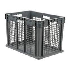 Akro-Mils - 3.55 Cu Ft, 150 Lb Load Capacity Gray Polyethylene Tote Container - Stacking, 23.3" Long x 15.8" Wide x 16.1" High - Eagle Tool & Supply