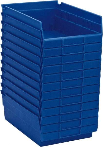 Akro-Mils - 11-5/8" Deep, Blue Hopper Shelf Bin - 4" High x 8-3/8" Wide x 11-5/8" Long - Eagle Tool & Supply