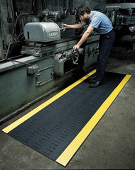 Wearwell - 60' Long x 3' Wide, Dry/Wet Environment, Anti-Fatigue Matting - Black, Vinyl with Vinyl Base, Beveled on 4 Sides - Eagle Tool & Supply