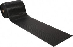 Wearwell - 60' Long x 2' Wide, Dry Environment, Anti-Fatigue Matting - Black, Vinyl with Vinyl Sponge Base, Rounded on 4 Sides - Eagle Tool & Supply