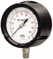 Winters - 4-1/2" Dial, 1/2 Thread, 30-0 Scale Range, Pressure Gauge - Lower Connection Mount, Accurate to 0.5% of Scale - Eagle Tool & Supply