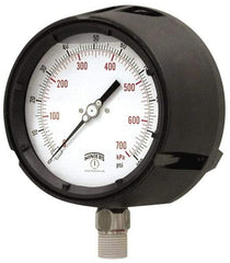 Winters - 4-1/2" Dial, 1/2 Thread, 0-60 Scale Range, Pressure Gauge - Lower Connection Mount, Accurate to 0.5% of Scale - Eagle Tool & Supply