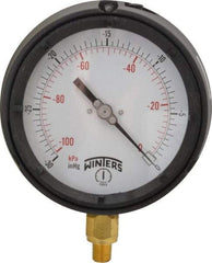 Winters - 4-1/2" Dial, 1/4 Thread, 30-0 Scale Range, Pressure Gauge - Lower Connection Mount, Accurate to 0.5% of Scale - Eagle Tool & Supply