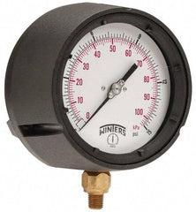 Winters - 4-1/2" Dial, 1/4 Thread, 0-15 Scale Range, Pressure Gauge - Lower Connection Mount, Accurate to 0.5% of Scale - Eagle Tool & Supply