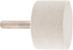 Value Collection - 1-1/2" Diam, 1/4" Shank Diam, Cylinder Shaped Mounted Bob - Hard Density, 1" Head Length, 2" Shank Length, Wool Felt - Eagle Tool & Supply