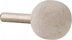 Value Collection - 1" Diam, 1/4" Shank Diam, Ball Shaped Mounted Bob - Hard Density, 1" Head Length, 2" Shank Length, Wool Felt - Eagle Tool & Supply