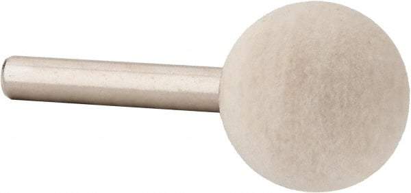 Value Collection - 1" Diam, 1/4" Shank Diam, Ball Shaped Mounted Bob - Medium Density, 1" Head Length, 2" Shank Length, Wool Felt - Eagle Tool & Supply