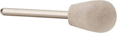 Value Collection - 1/2" Diam, 1/8" Shank Diam, Olive Shaped Mounted Bob - Hard Density, 3/4" Head Length, 2" Shank Length, Wool Felt - Eagle Tool & Supply
