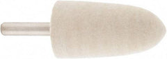 Value Collection - 1" Diam, 1/4" Shank Diam, Bullet Shaped Mounted Bob - Hard Density, 2" Head Length, 2" Shank Length, Wool Felt - Eagle Tool & Supply