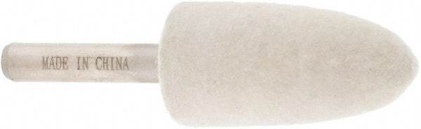 Value Collection - 3/4" Diam, 1/4" Shank Diam, Bullet Shaped Mounted Bob - Rock Hard Density, 1-1/2" Head Length, 2" Shank Length, Wool Felt - Eagle Tool & Supply