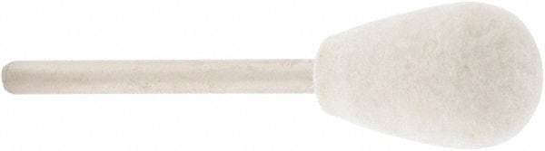 Value Collection - 1/2" Diam, 1/8" Shank Diam, Olive Shaped Mounted Bob - Rock Hard Density, 3/4" Head Length, 2" Shank Length, Wool Felt - Eagle Tool & Supply