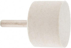 Value Collection - 1-1/2" Diam, 1/4" Shank Diam, Cylinder Shaped Mounted Bob - Rock Hard Density, 1" Head Length, 2" Shank Length, Wool Felt - Eagle Tool & Supply