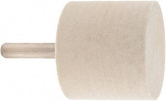 Value Collection - 1-1/2" Diam, 1/4" Shank Diam, Cylinder Shaped Mounted Bob - Hard Density, 1-1/2" Head Length, 2" Shank Length, Wool Felt - Eagle Tool & Supply