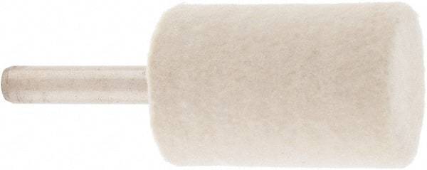 Value Collection - 1" Diam, 1/4" Shank Diam, Cylinder Shaped Mounted Bob - Medium Density, 1-1/2" Head Length, 2" Shank Length, Wool Felt - Eagle Tool & Supply