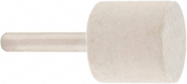 Value Collection - 1" Diam, 1/4" Shank Diam, Cylinder Shaped Mounted Bob - Rock Hard Density, 1" Head Length, 2" Shank Length, Wool Felt - Eagle Tool & Supply