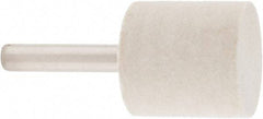 Value Collection - 1" Diam, 1/4" Shank Diam, Cylinder Shaped Mounted Bob - Hard Density, 1" Head Length, 2" Shank Length, Wool Felt - Eagle Tool & Supply