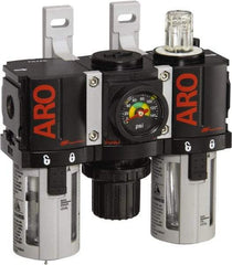 ARO/Ingersoll-Rand - 1/4" NPT Port Miniature 3 Piece Filter-Regulator-Lubricator FRL Unit - Polycarbonate Bowl, 46 SCFM, 150 Max psi, 5" High x 4.724" Long, Manual Drain - Eagle Tool & Supply