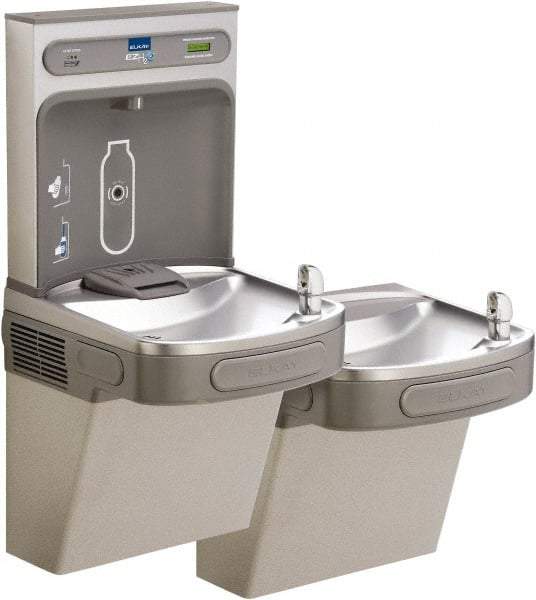 ELKAY - 8 GPH Cooling Capacity Barrier Free Wall Mounted Water Cooler & Fountain - Bottle Filling, 20 to 105 psi, 0.20 hp, Stainless Steel - Eagle Tool & Supply