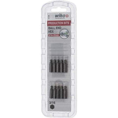 Wiha - 1/4" Drive, Hex Inch Screwdriver Bit - 1" OAL - Eagle Tool & Supply