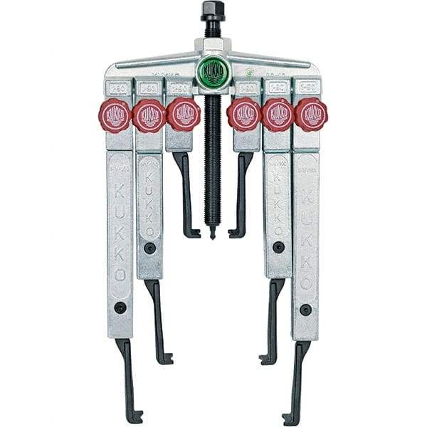 KUKKO - 8 Piece, 5 Ton Capacity, 1-1/2 to 4-3/4" Spread, Multi-Purpose Puller Set - 1 Bolt, 6 Jaws, 9-7/8" Reach - Eagle Tool & Supply