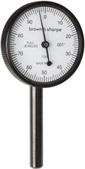 TESA Brown & Sharpe - 0.2 Inch Range, 0.001 Inch Dial Graduation, Dial Test Indicator - 1-1/2 Inch, 0-100 Dial Reading - Eagle Tool & Supply
