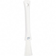 Vikan - 2-1/4" Bristle Length, Polyester Detail Brush - 1-1/4" Long x 0.4" Wide Head, 8.07" OAL, Ergonomic Handle, White, Polypropylene Block - Eagle Tool & Supply