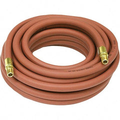 Reelcraft - 1/4" ID x 15/32" OD 25' Long Multipurpose Air Hose - Male NPT Ends, 300 Working psi, 150 to 0°F, 1/4" Fitting, Red - Eagle Tool & Supply