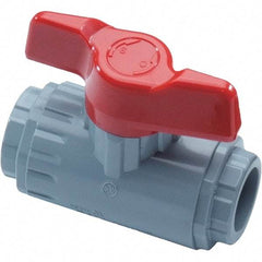 Asahi/America - 1" Pipe, Standard Port, PVC Ball Valve - Inline - Two Way Flow, Threaded Ends, Tee Handle, 150 WOG - Eagle Tool & Supply
