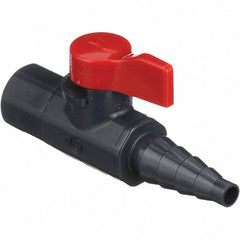 Asahi/America - 1/4" Pipe, Full Port, PVC Ball Valve - 1 Piece, FNPT X Barb Ends, Tee Handle, 150 WOG - Eagle Tool & Supply