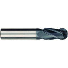 3/8 x 3/8 x 1 x 2-1/2 OAL 4 Flute Ball Nose Carbide End Mill - Round Shank-AlCrN Coated - Eagle Tool & Supply