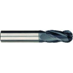 1/2 x 1/2 x 5/8 x 3 OAL 4 Flute Ball Nose Carbide End Mill - Round Shank-AlCrN Coated - Eagle Tool & Supply