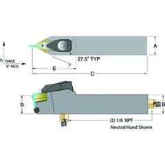 ADDPNN16-4D - 1 x 1" Neutral Toolholder - Eagle Tool & Supply