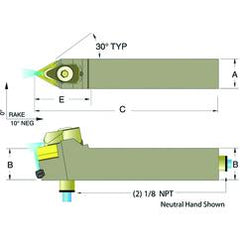 ADTENN16-3D 1 x 1" Neutral Toolholder - Eagle Tool & Supply