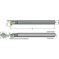 .500 Shank Coolant Thru Boring Bar- 27.5° Lead Angle for DC_T 21.51 Style Inserts - Eagle Tool & Supply