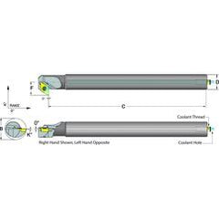 1.25 Shank Coolant Thru Boring Bar- -5° (Back Boring) Lead Angle for DC_T 32.52 Style Inserts - Eagle Tool & Supply