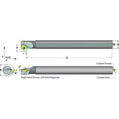 1 Shank Coolant Thru Boring Bar- -5° (Back Boring) Lead Angle for DC_T 32.52 Style Inserts - Eagle Tool & Supply