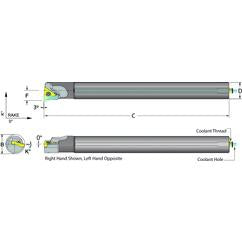 .500 Shank Coolant Thru Boring Bar- -3° Lead Angle for TPMT 21.51 Style Inserts - Eagle Tool & Supply