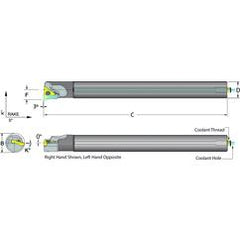 .625 Shank Coolant Thru Boring Bar- -3° Lead Angle for TPMT 21.51 Style Inserts - Eagle Tool & Supply